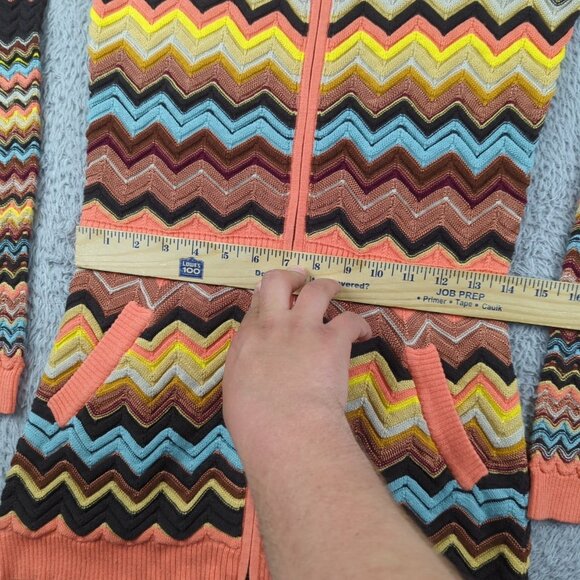 Missoni Target Hoodie Womens XL Multicolor Chevron Knit Zip Up Slim Fit Long - Picture 6 of 16